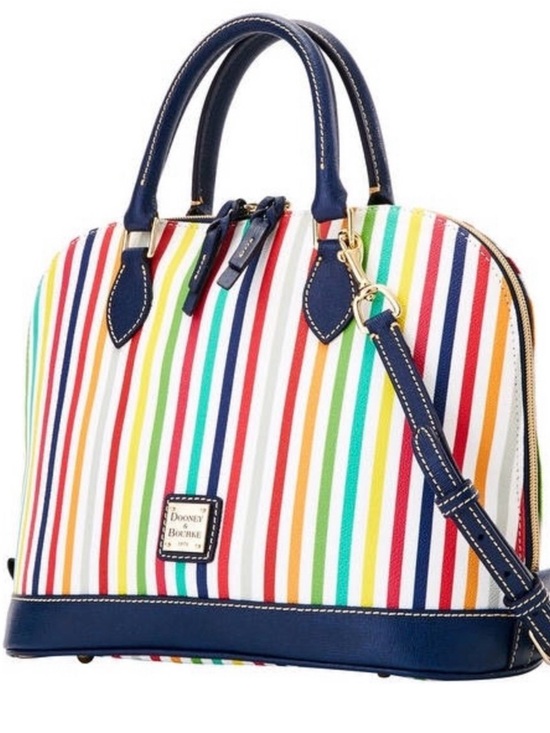 Dooney & Bourke Handbags - Like New Vintage Dooney &Bourke “Catalina” Striped Satchel with Navy Trim
